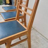Series of 3 vintage chairs with compass legs - 1950s