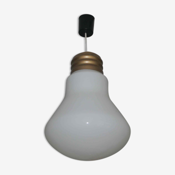 Suspension vintage en opaline en forme d'ampoule s