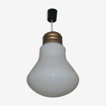 Large vintage opaline pendant lamp in the shape of an S bulb
