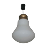 Large vintage opaline pendant lamp in the shape of an S bulb