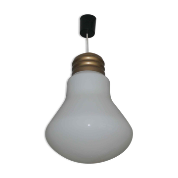 Large vintage opaline pendant lamp in the shape of an S bulb