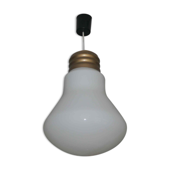 Large vintage opaline pendant lamp in the shape of an S bulb