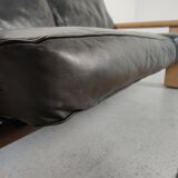 Walter Knoll leather sofa in leather and light oak, 1980