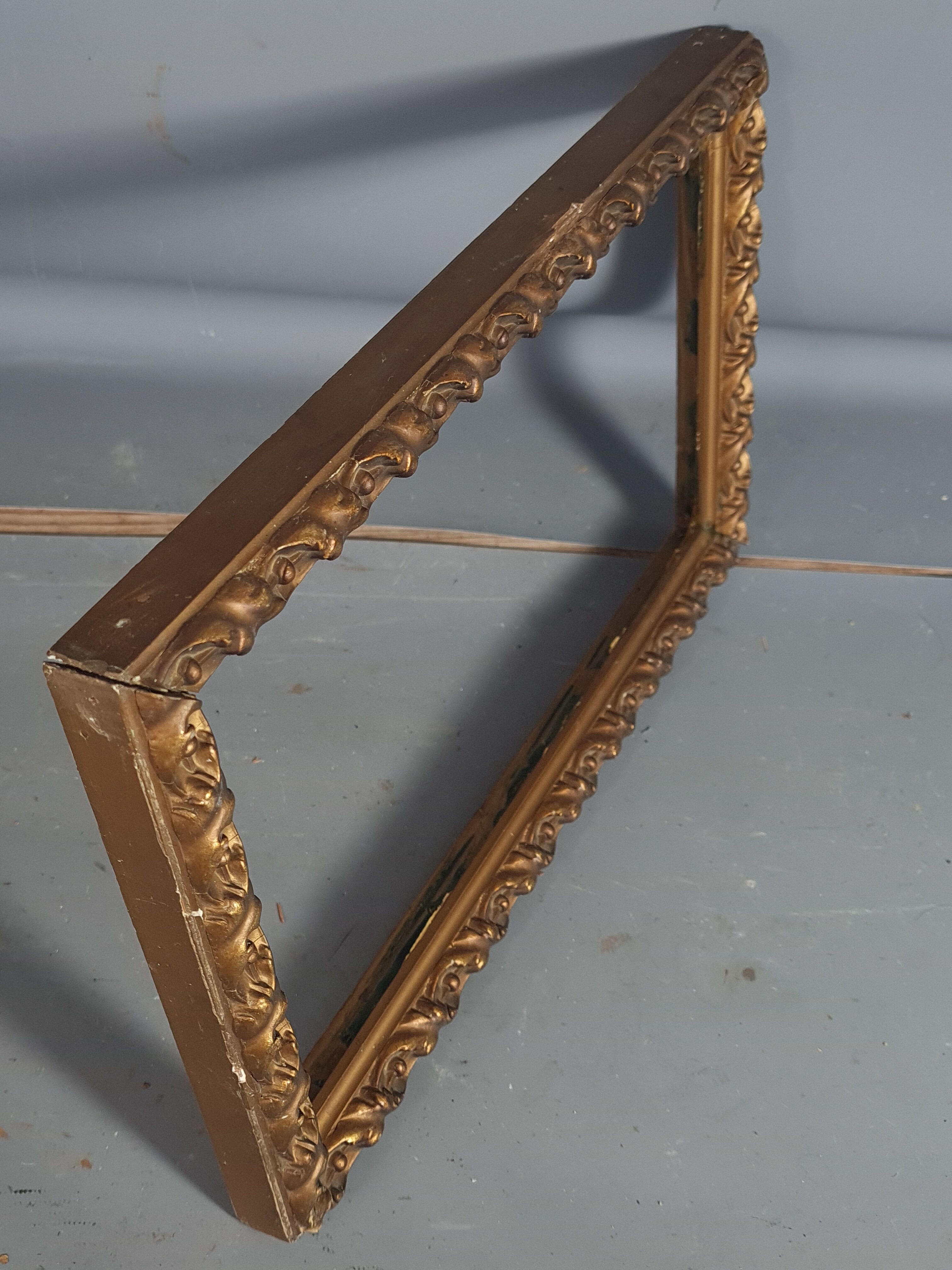 Old frame wood stucco gilded, original 36x22 cm, foliage 32x18 cm
