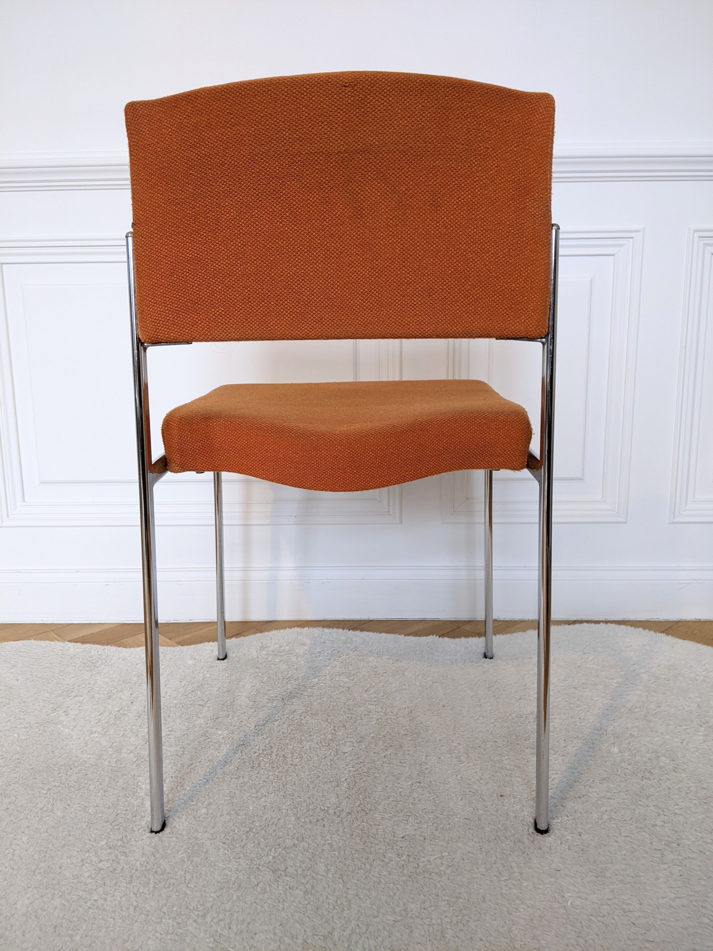 Orange chrome fabric chair