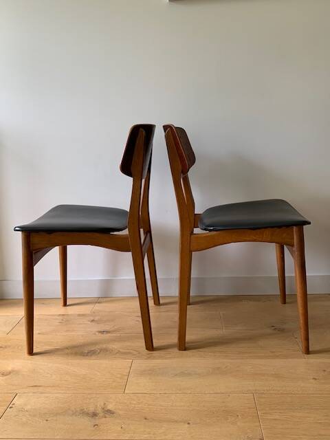 4 Danish chairs in oak and teak, 1960s