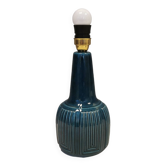 Elegant mid-century ceramic table lamp with an embossed pattern covered in mother-of-pearl glaze.