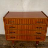 Vintage chest of drawers with 4 drawers handles bakelite feet spindle year 1960