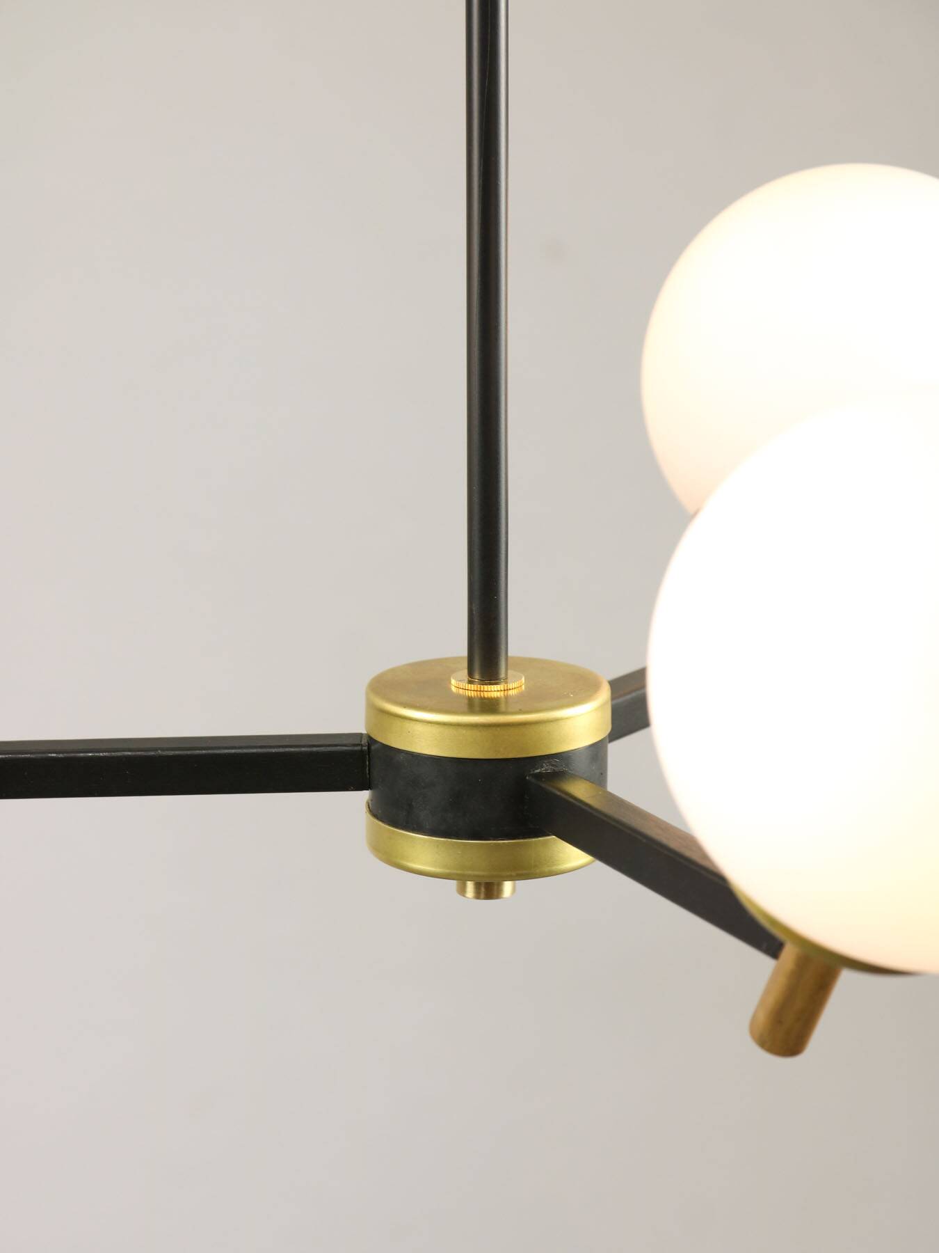 Mid-century italian brass and opaline chandelier