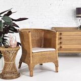 TamTam type stool in wicker and cane