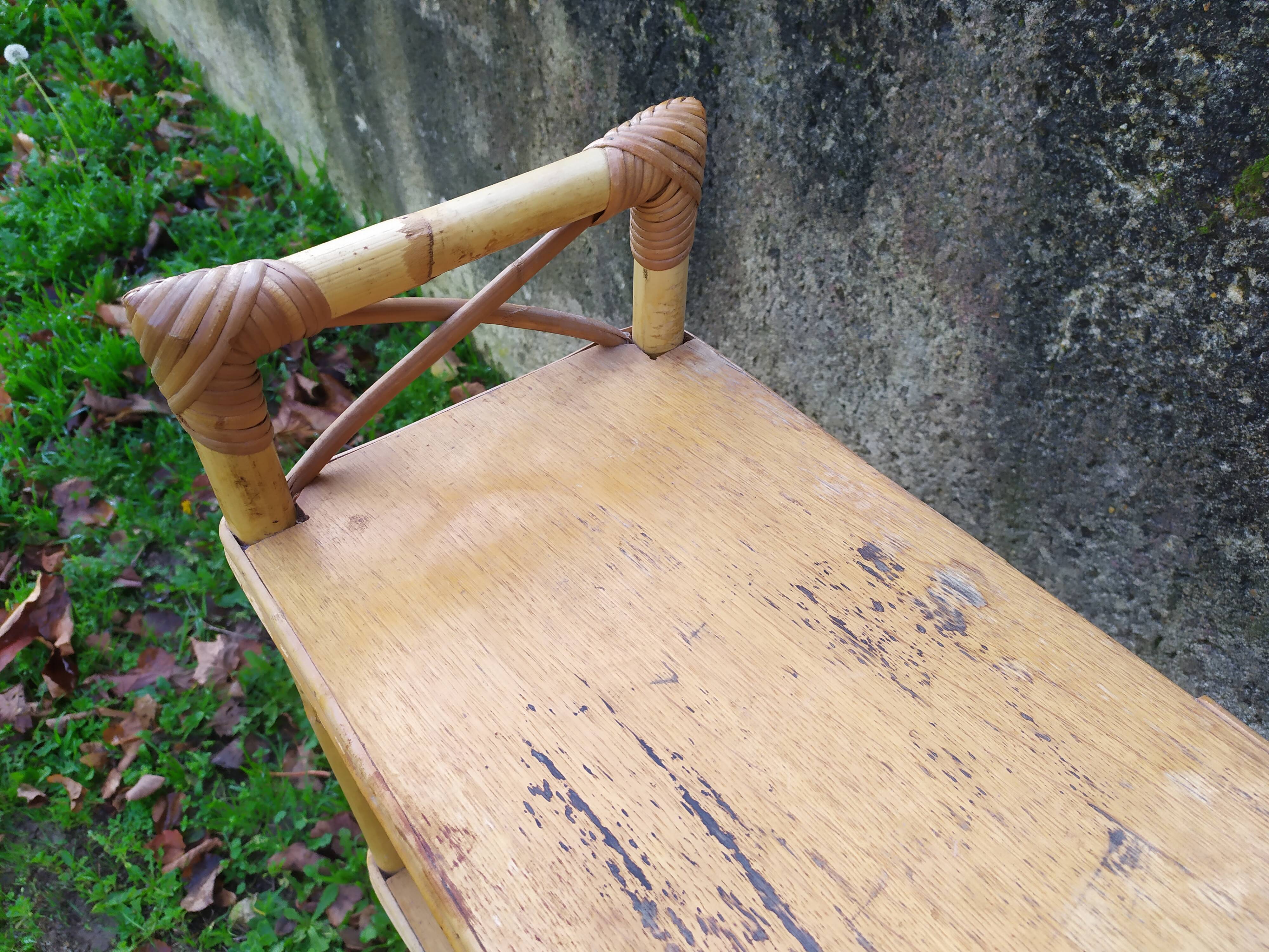 Étagère bambou et rotin années 50-60