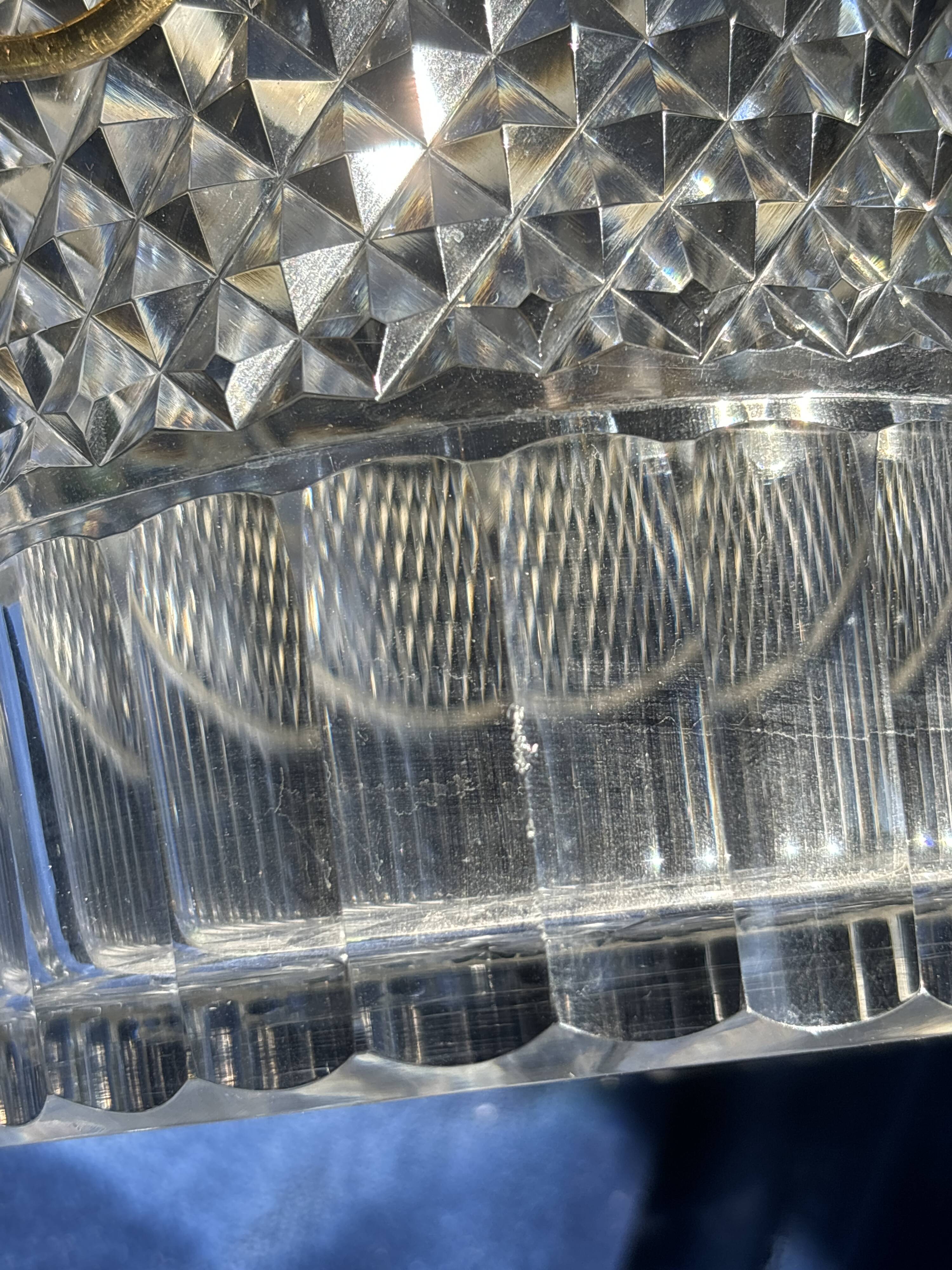 Cut crystal ice bucket – bronze mount