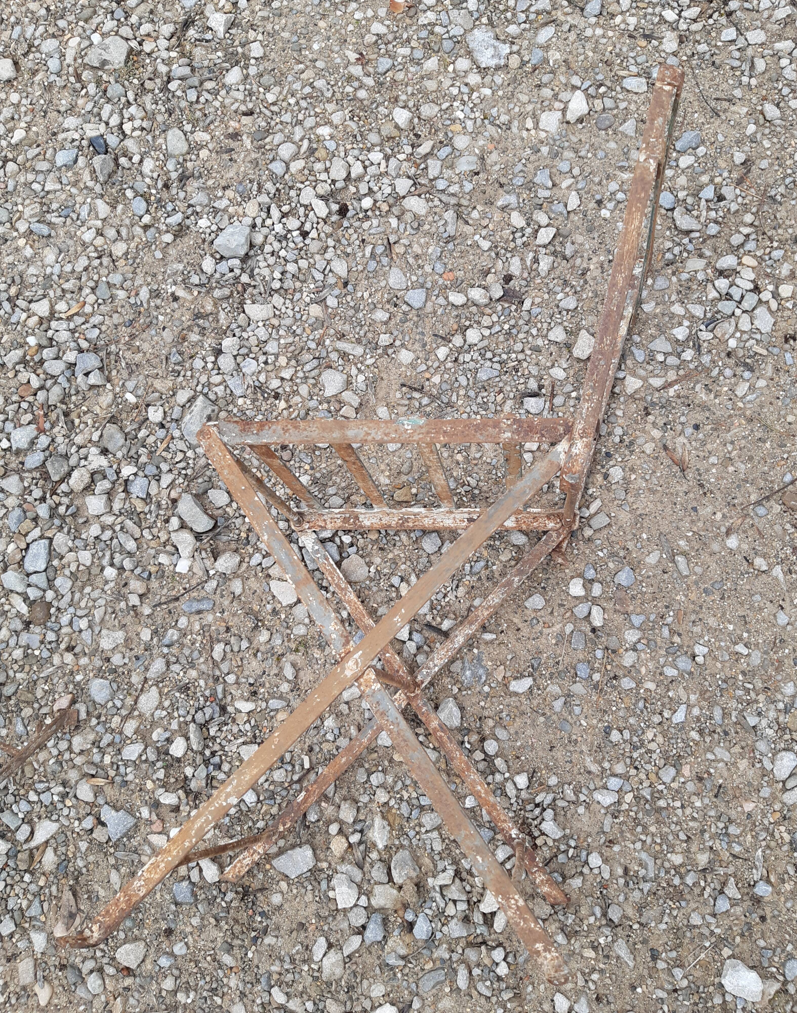 Pair of children's garden chairs, folding, all metal, retro 50s