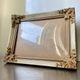 Antique wooden frame with metal gold colored details 28 cm x 22 cm convex glass
