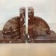 Pair of art deco morello cherry marble bookends