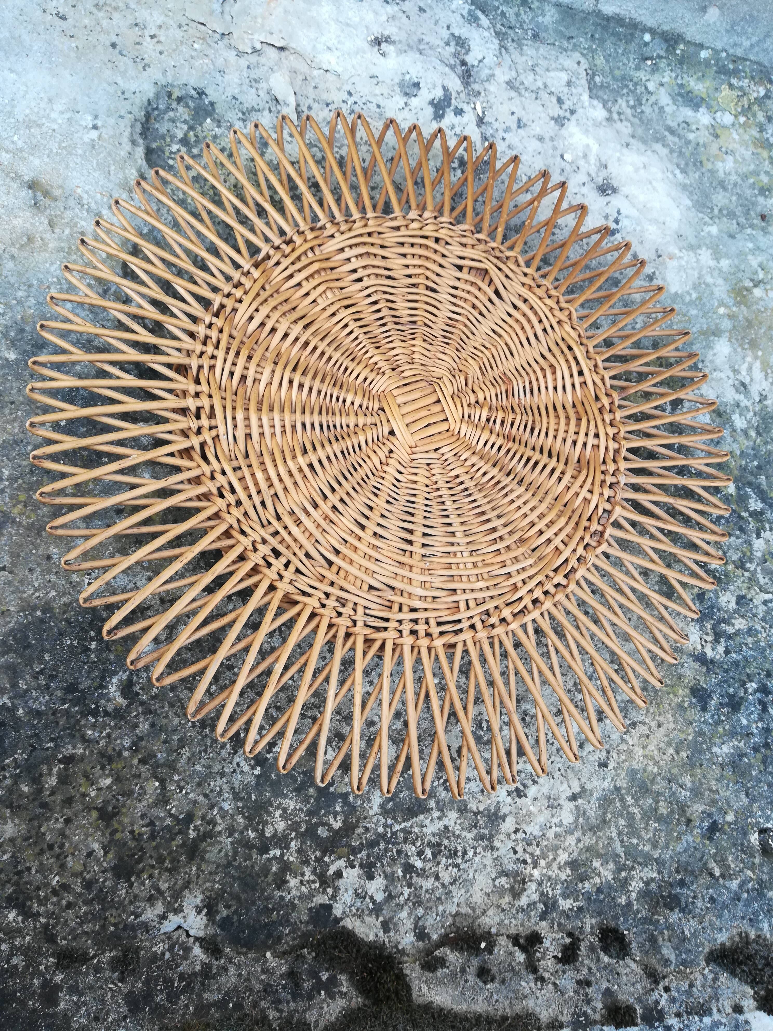 Vintage wicker round mirror 37cm