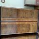 Brown Art Deco wardrobe in curved wood, symmetrical veneer, circa 1930, large size.
