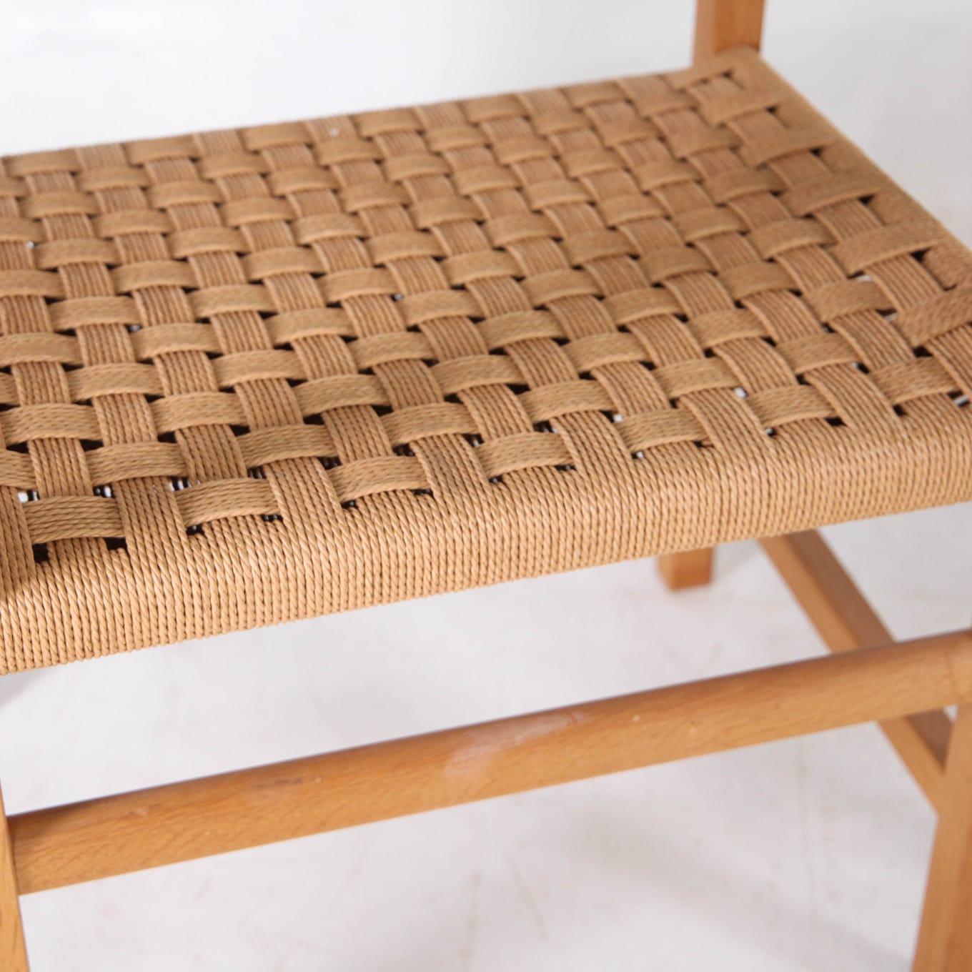 Pair of wooden and rope armchairs