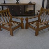 Pair of oak armchairs