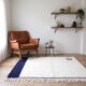 Minimalist Navy Wool Rug — Design with Greek Border