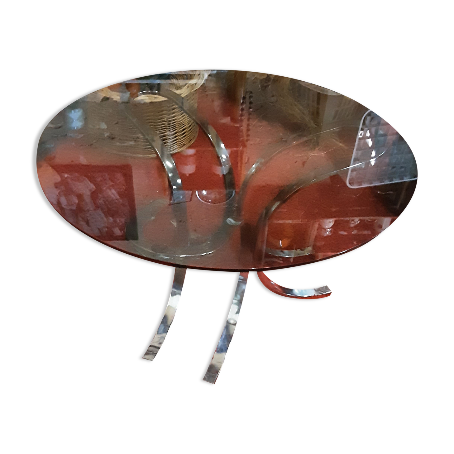 Coffee table year 70s glass and chrome