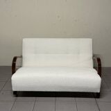 Canapé des années 1940 en bois et tissu bouclé, production italienne