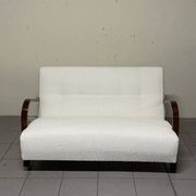 1940s Sofa in Wood and Boucle Fabric, Italian Production