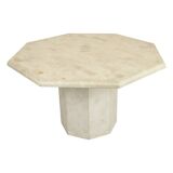 Vintage Octagonal Dining Table Travertine Natural Stone Italy 70s