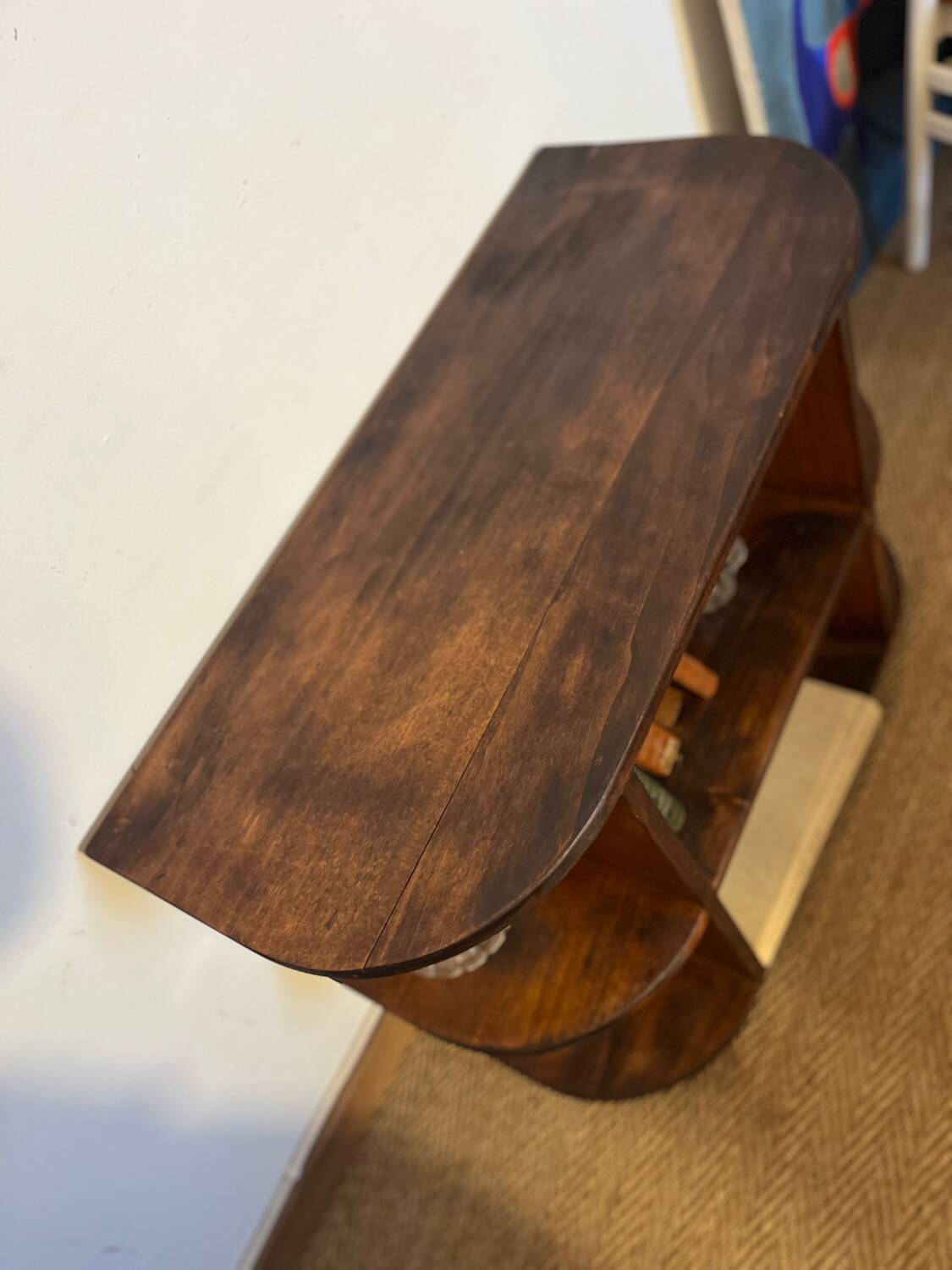 TV cabinet in a row with art deco wooden shelf