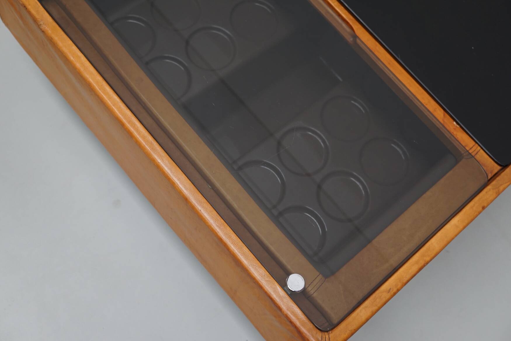 Vintage Cognac Leather Coffee Table / Bar by De Sede, 1960/70s