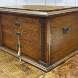 English silver-plated cutlery set in its oak box - early 20th century