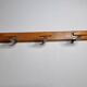 Vintage wall mounted coat rack in wood and metal, 4 hooks, 100 cm