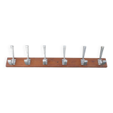 School wall coat rack 6 double hooks wood and aluminum
