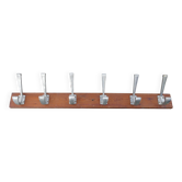 School wall coat rack with 6 double hooks in wood and aluminium.