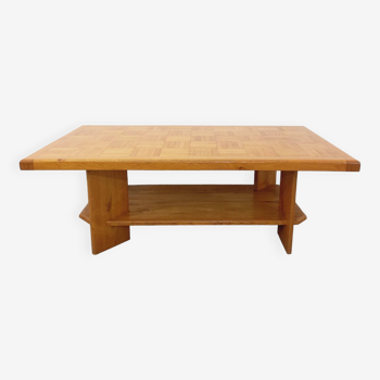 Vintage solid oak coffee table from the 70s 80s Perriand Regain Chapo style