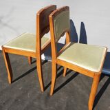 Pair of chairs Art Deco apple green fabric