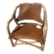 Mid-century bamboo and leather safari armchair, Denmark, 1960s