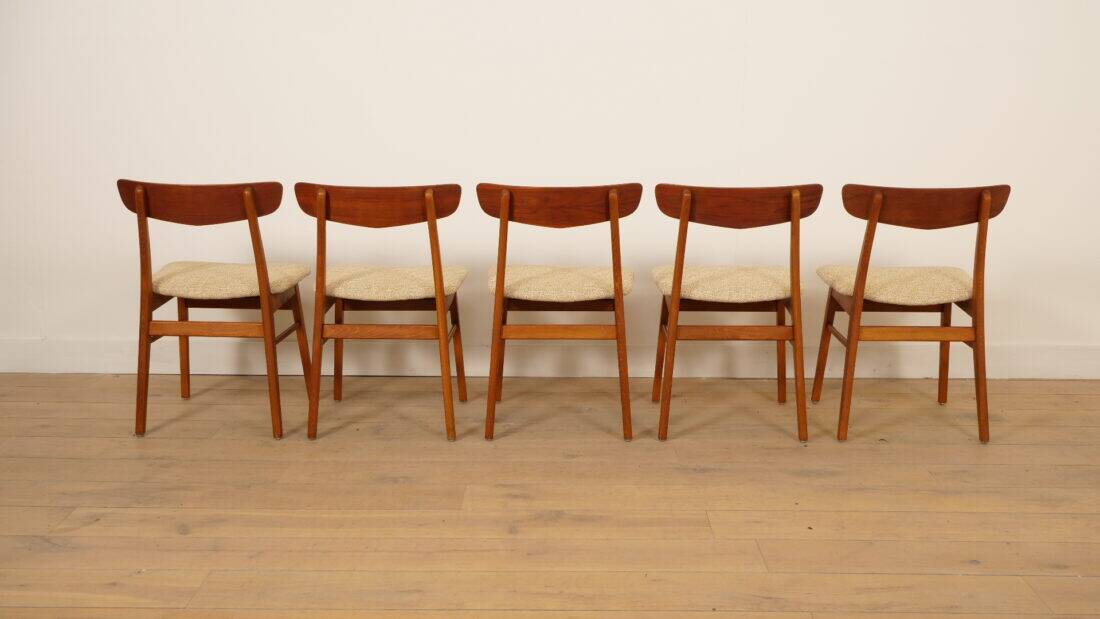5 x dining chair | Farstrup | Model 210 | Restored | Cream/yellow