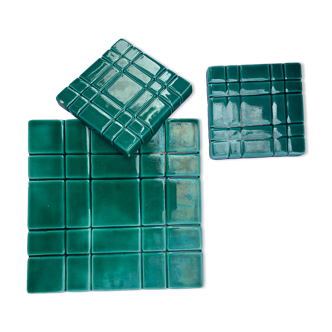 Art deco green underside and 2 bottle bottoms