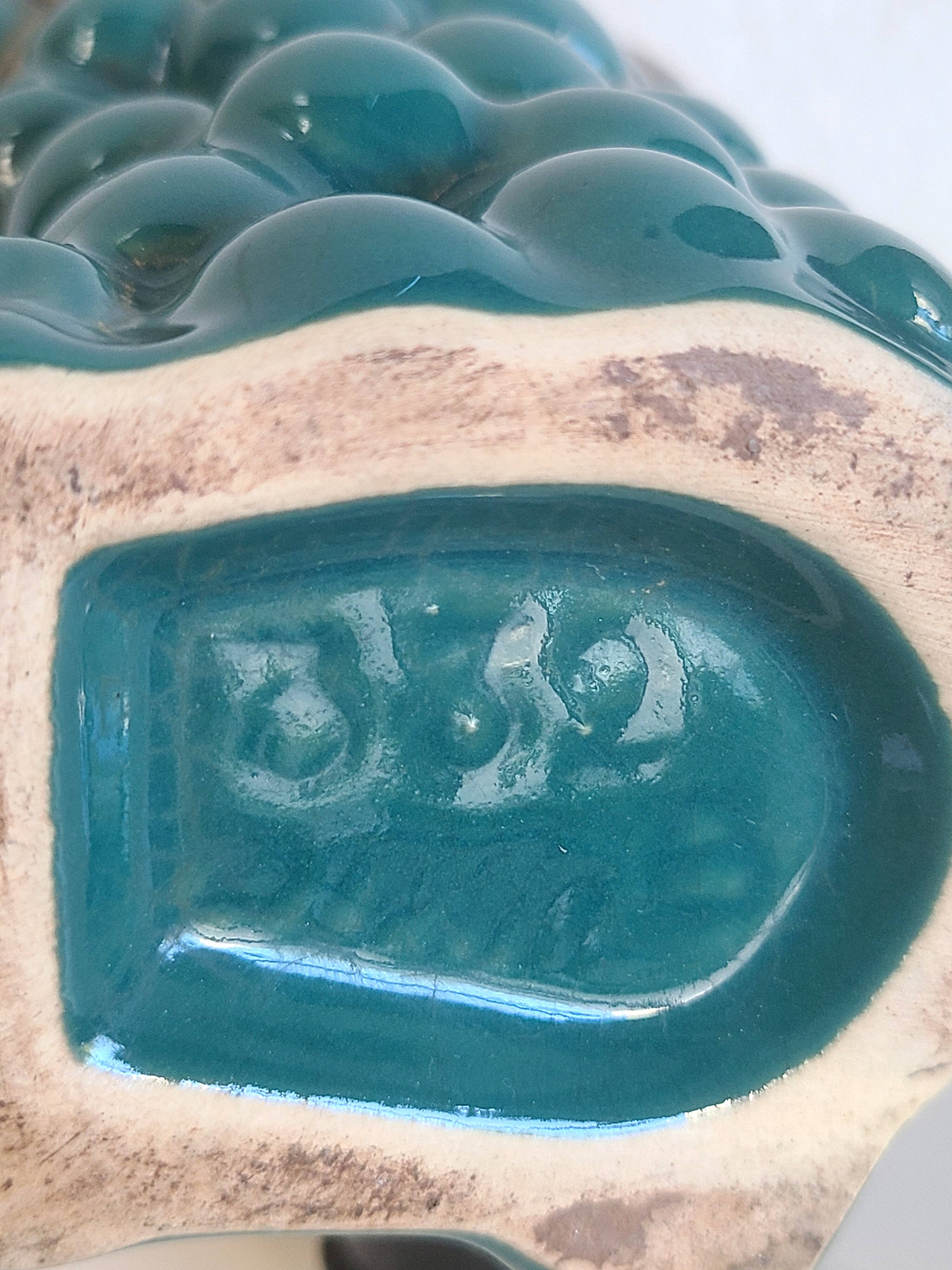 Carafe bottle grape barbotine ALPHO art deco