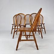 Set of 6 Scandinavian Pine Wingback Chairs, 1970s