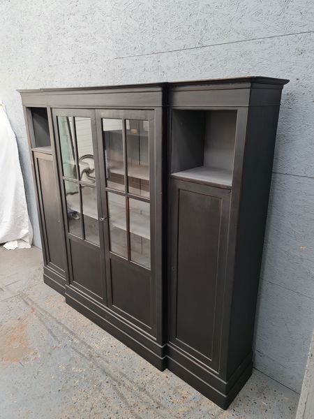 Furniture library industrial office four doors oak black patina