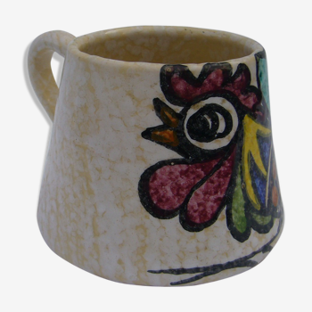 Vintage ceramic pitcher with rooster decoration