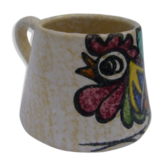 Vintage ceramic pitcher with rooster decoration