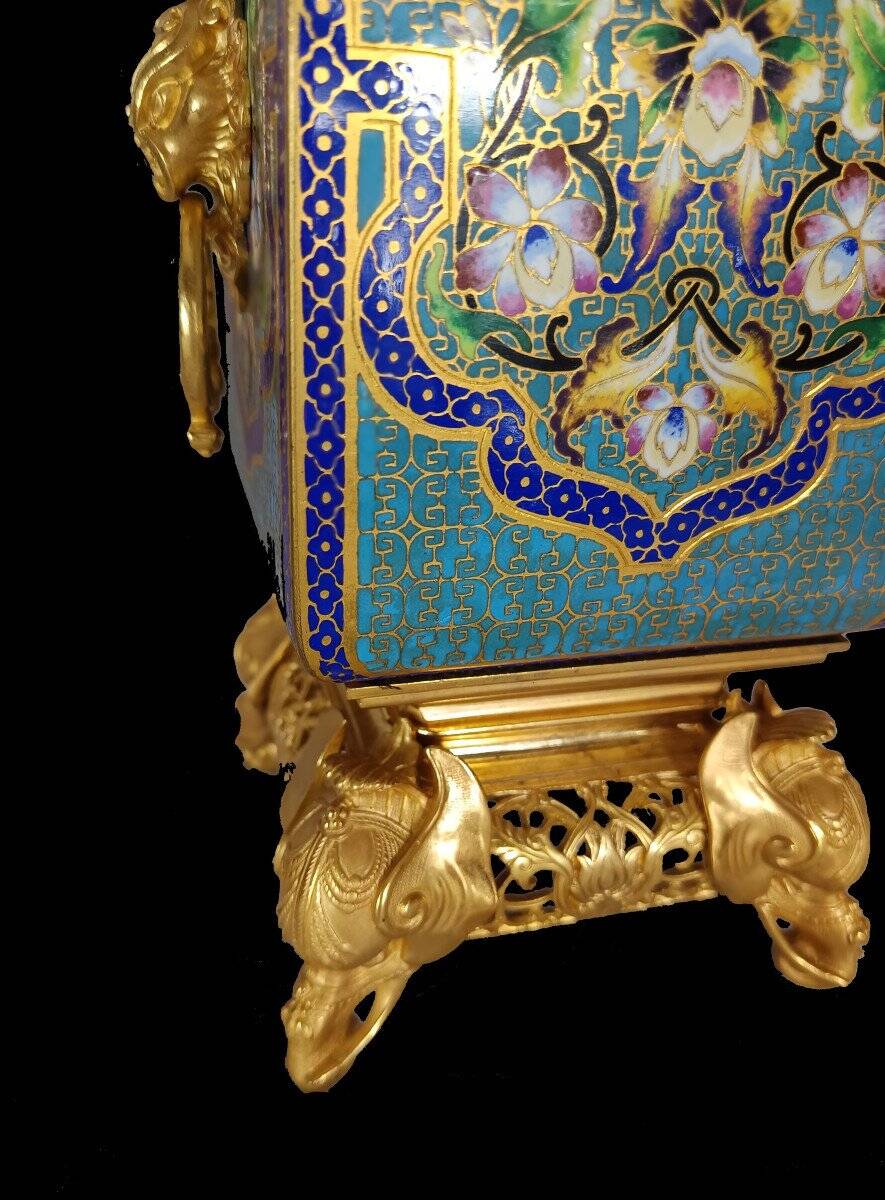 Pair of Japanese-style Cloisonné Vases Attributed to Ferdinand Barbedienne (1810-1892) And