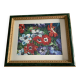Bouquet of anemones = signed painting