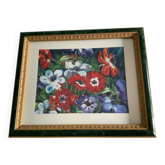Bouquet of anemones = signed painting
