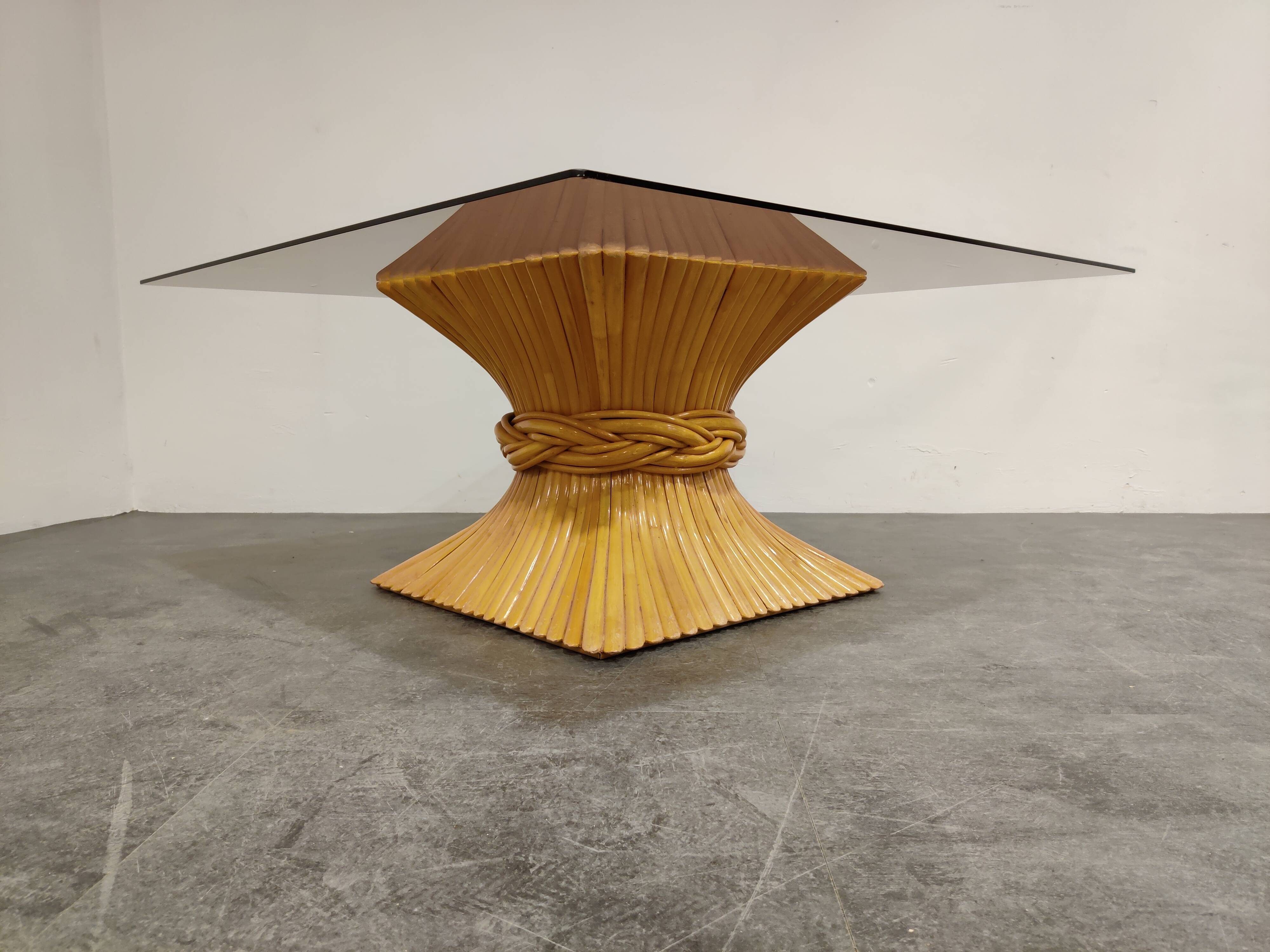 Bamboo coffee table by McGuire, 1980s