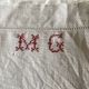 Set of 6 spare towels bathroom 1930 in linen caviar embroidered MG