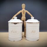 Duo pots kitchen enamelled sugar coffee